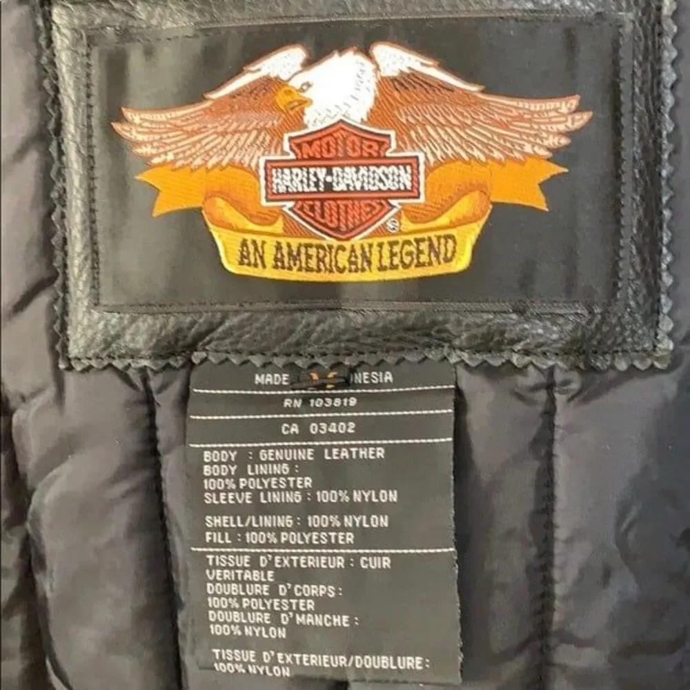 Harley-Davidson Men's Black Genuine Leather Biker Motorcycle Jacket Size Medium